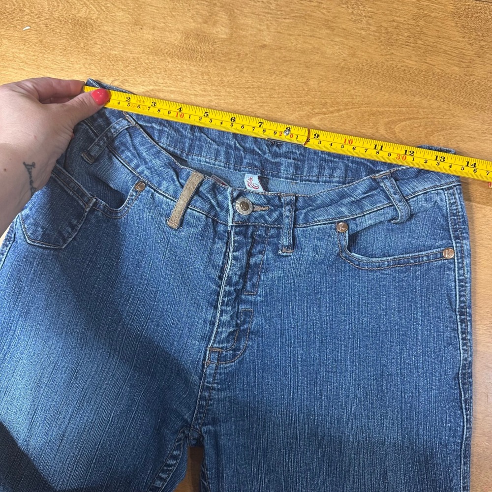 Vintage Y2K Karl Kani Flare Jeans Womens 28 Blue Knee Pocket Utility Streetwear - Picture 15 of 16
